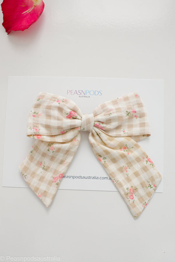 Gingham Rose Bow