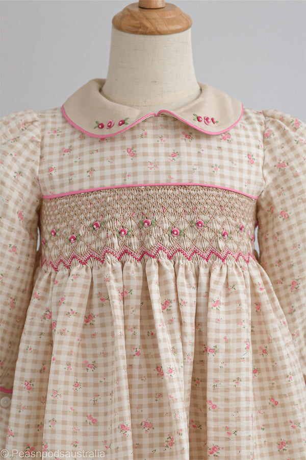 Gingham Rose Handsmocked Dress