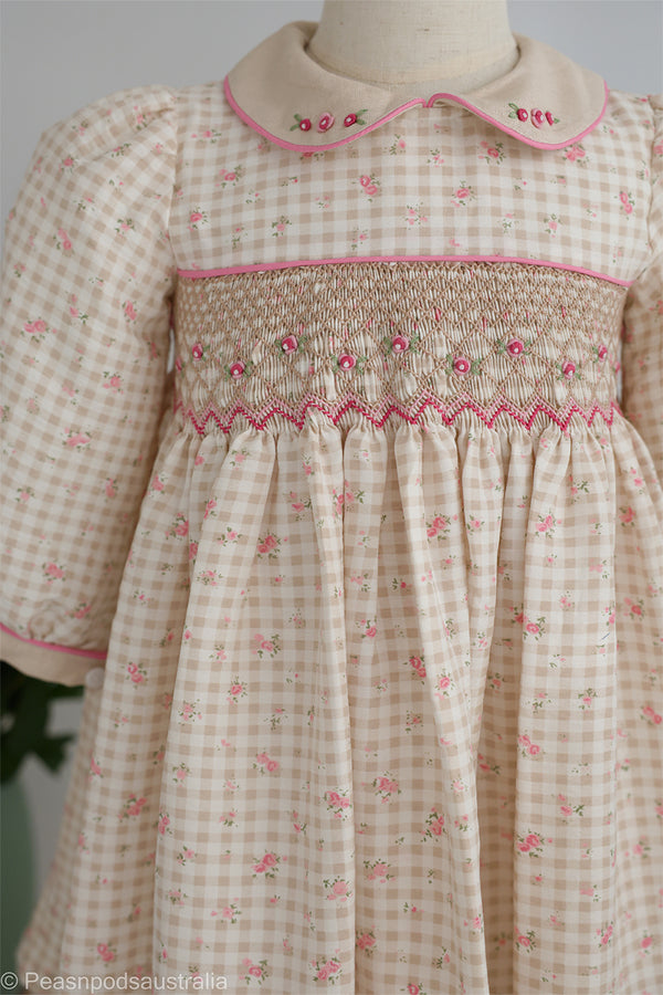Gingham Rose Handsmocked Dress