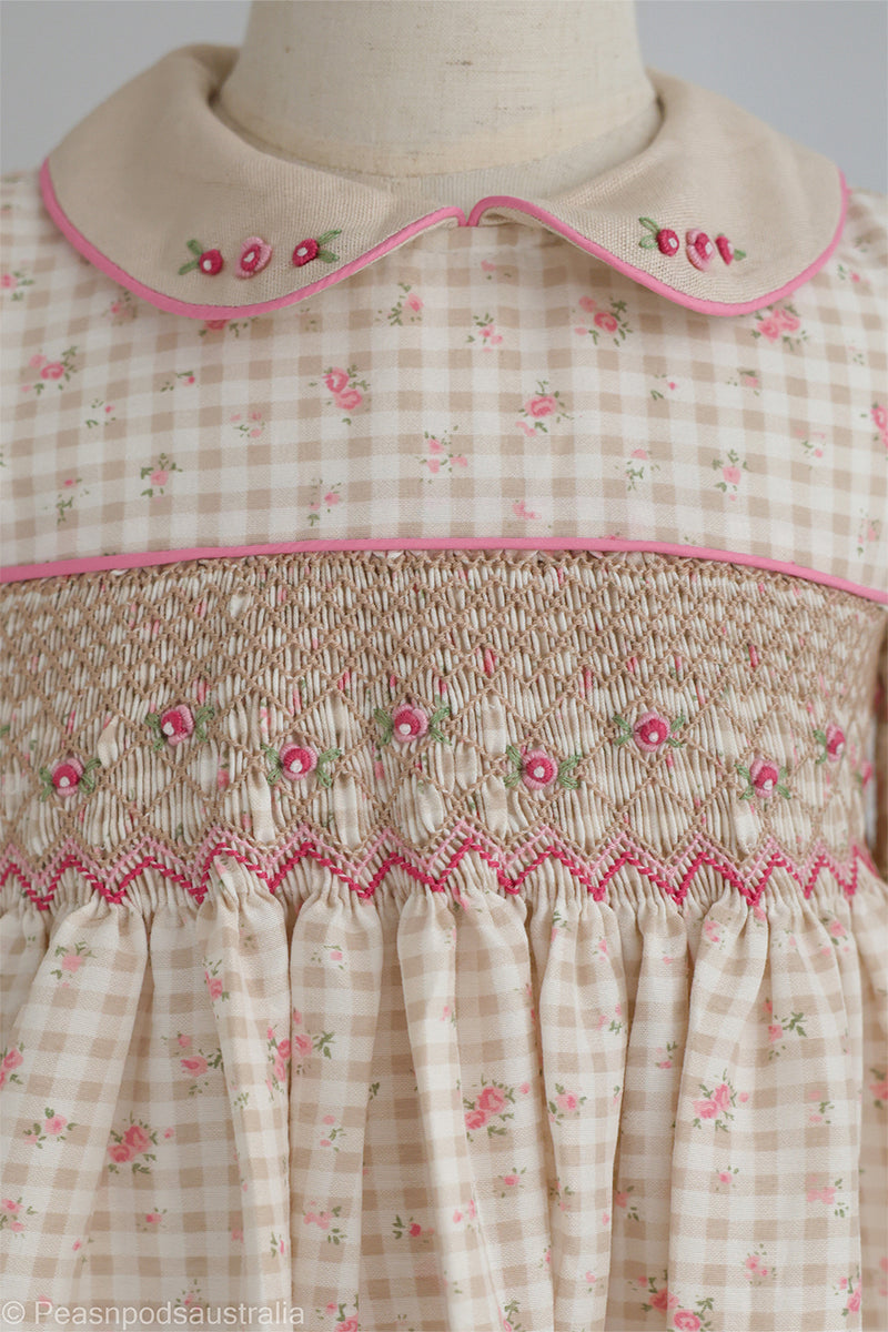 Simone Yellow Floral Handsmocked Dress