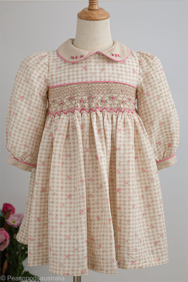 Gingham Rose Handsmocked Dress