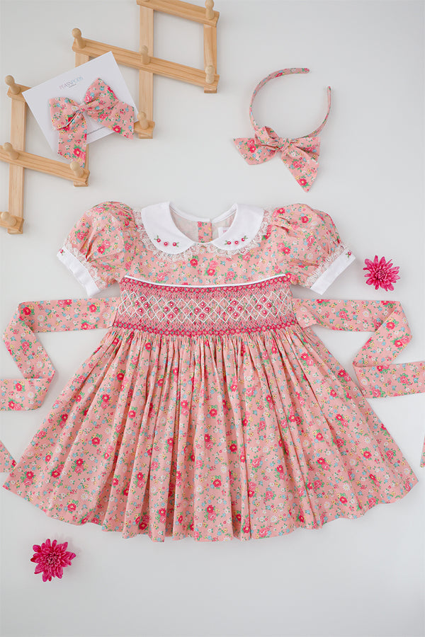 Rosé Bloom Handsmocked Dress