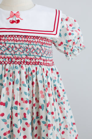 Cherry Handsmocked  Dress