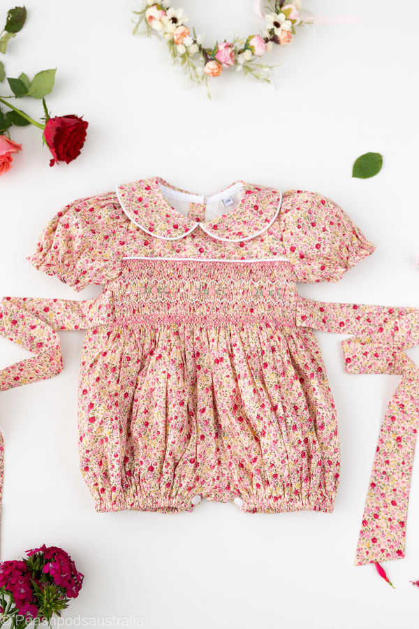 Red Dahlia Handsmocked Romper