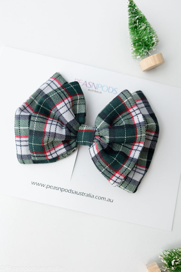 Green Plaid Bow