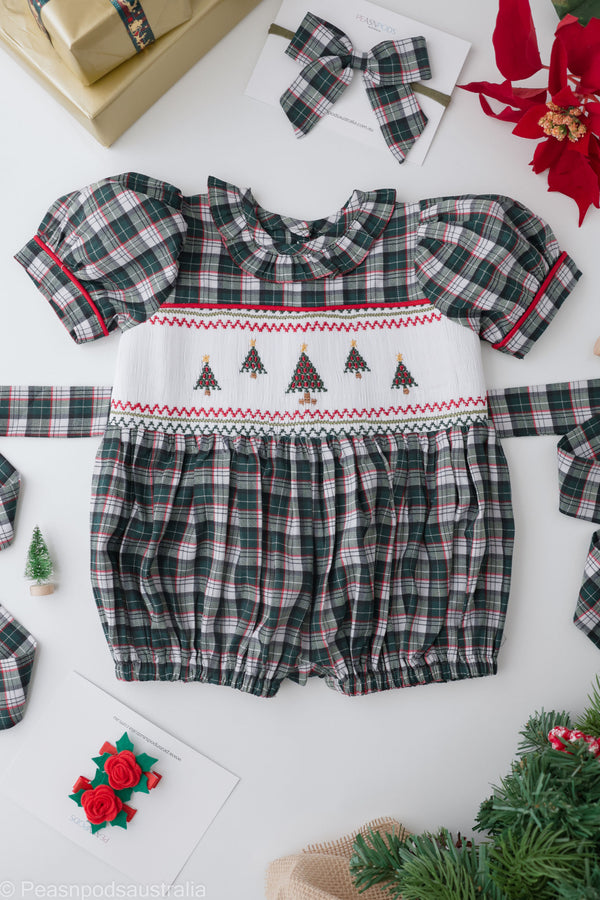 Christmas Tree Plaid Romper