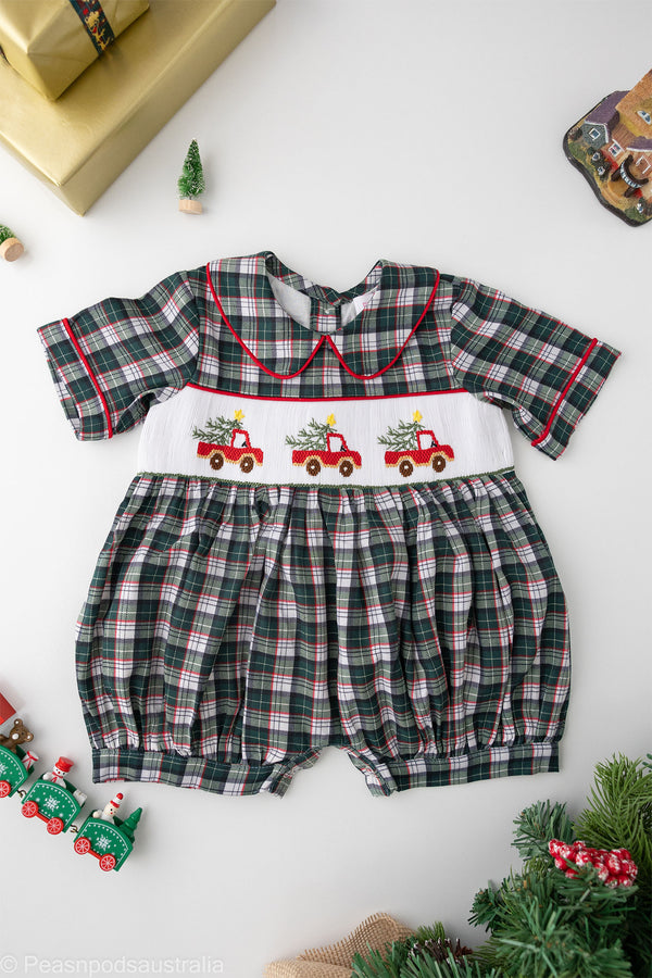 Jolly Truck Plaid Boys Romper