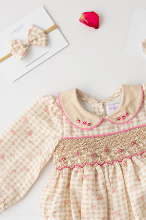 Gingham Rose Handsmocked Romper