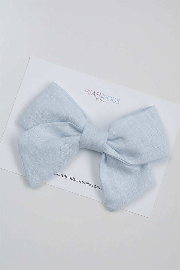 Blue Linen Big Bow