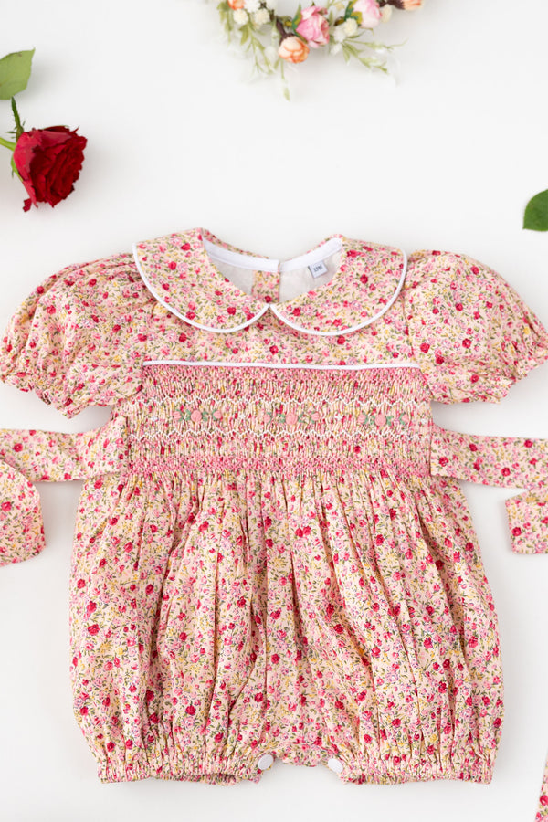 Red Dahlia Handsmocked Romper