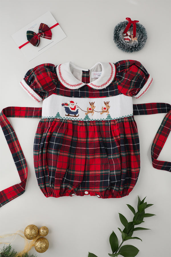 Santa’s Sleigh Handsmocked Romper