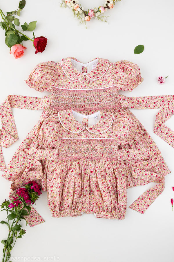 Red Dahlia Handsmocked Romper