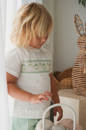 Green stripe Boys Short Set