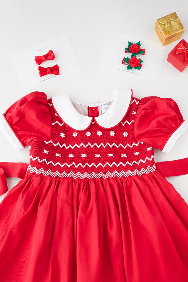Red Rose Handsmocked Dress ( Pre Order )