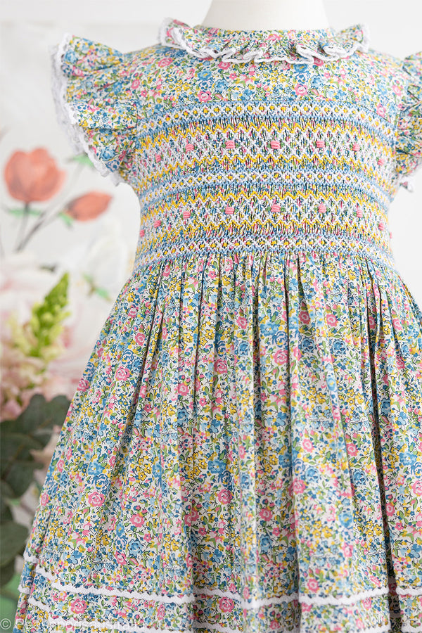 Floral Hand-Smocked  Dress