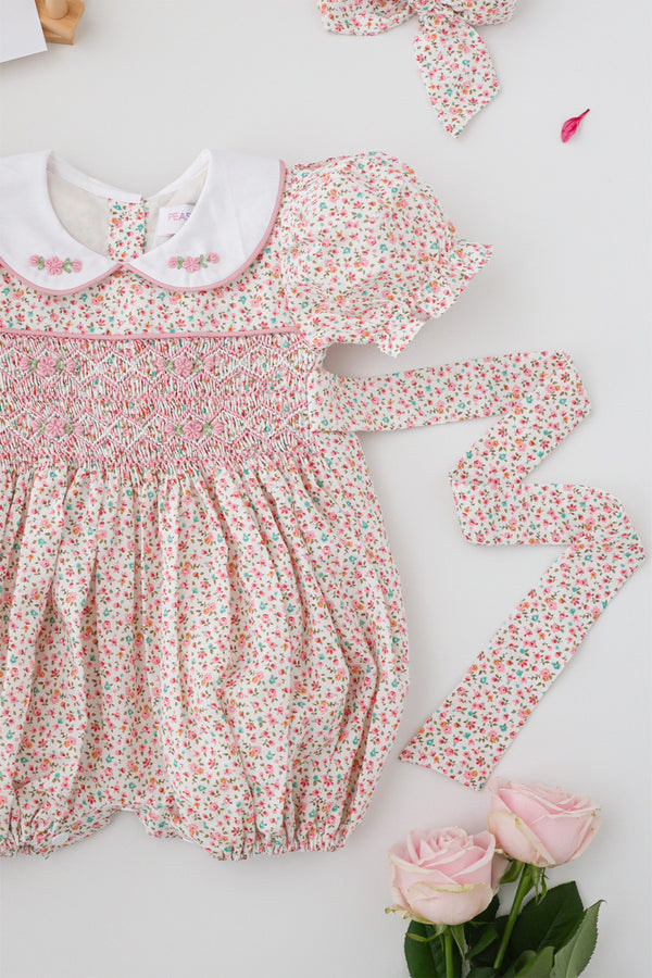 Peony Blush Handsmocked Romper