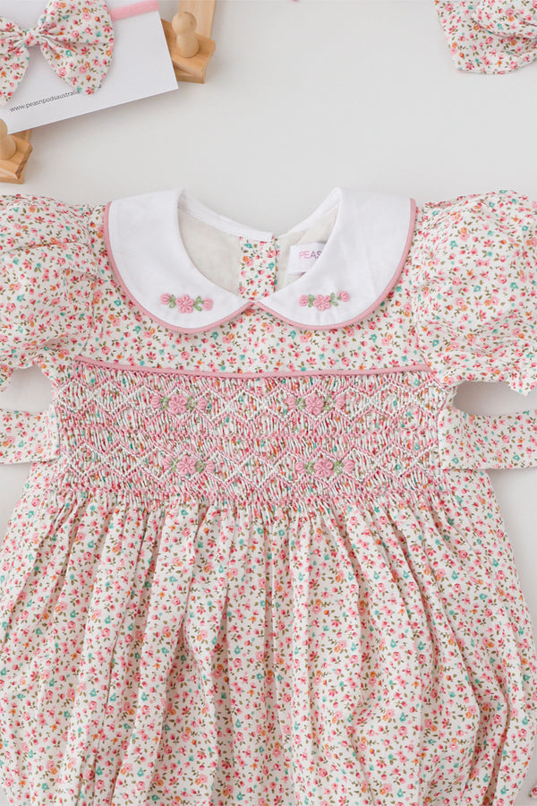 Peony Blush Handsmocked Romper