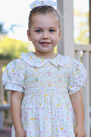 Bunny and Tulip Handsmocked Dress