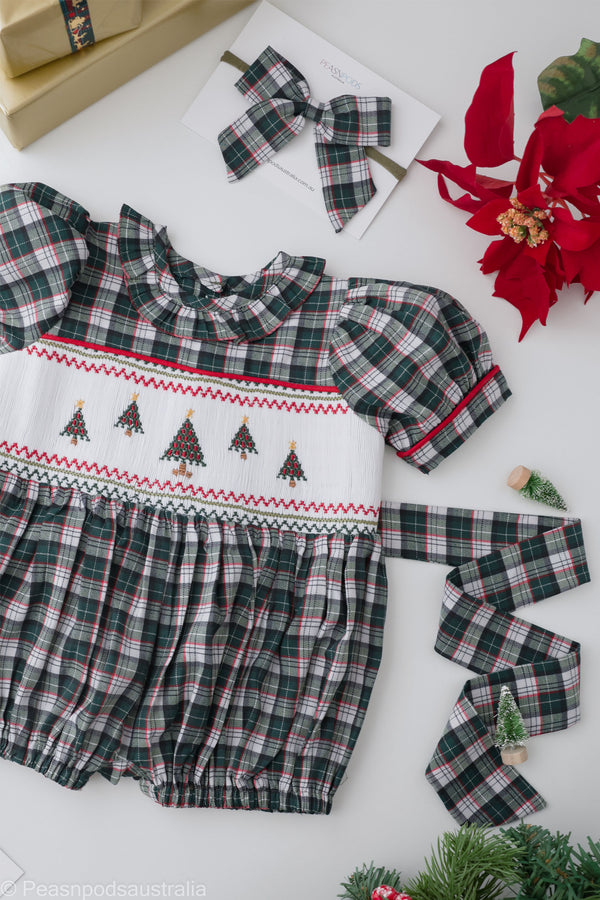 Christmas Tree Plaid Romper