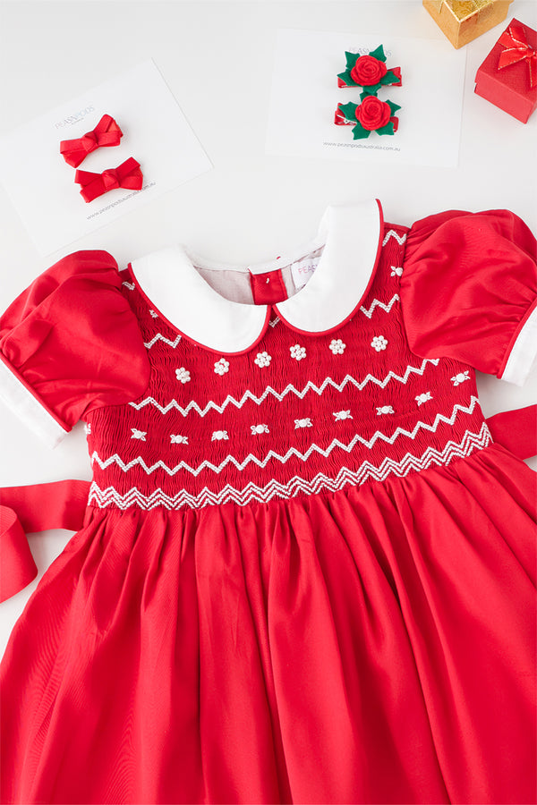 Red Rose Handsmocked Dress ( Pre Order )
