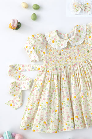 Bunny and Tulip Handsmocked Dress