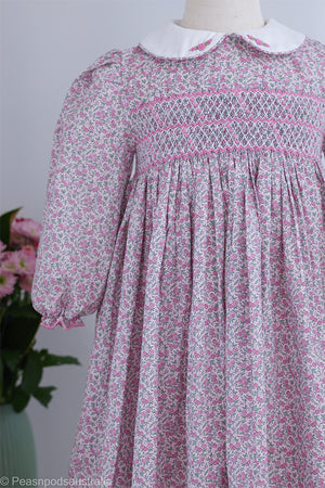 Lilac Floral Handsmocked Dress