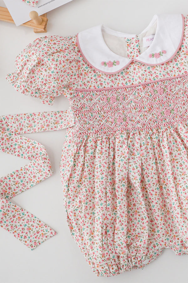 Peony Blush Handsmocked Romper
