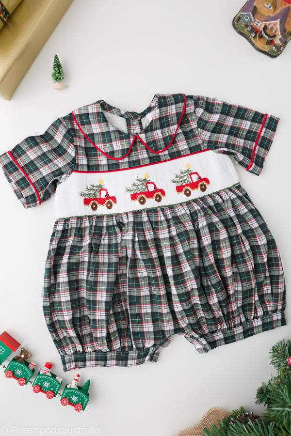 Jolly Truck Plaid Boys Romper