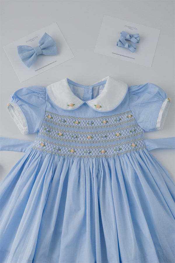 Blue Handsmocked Dress
