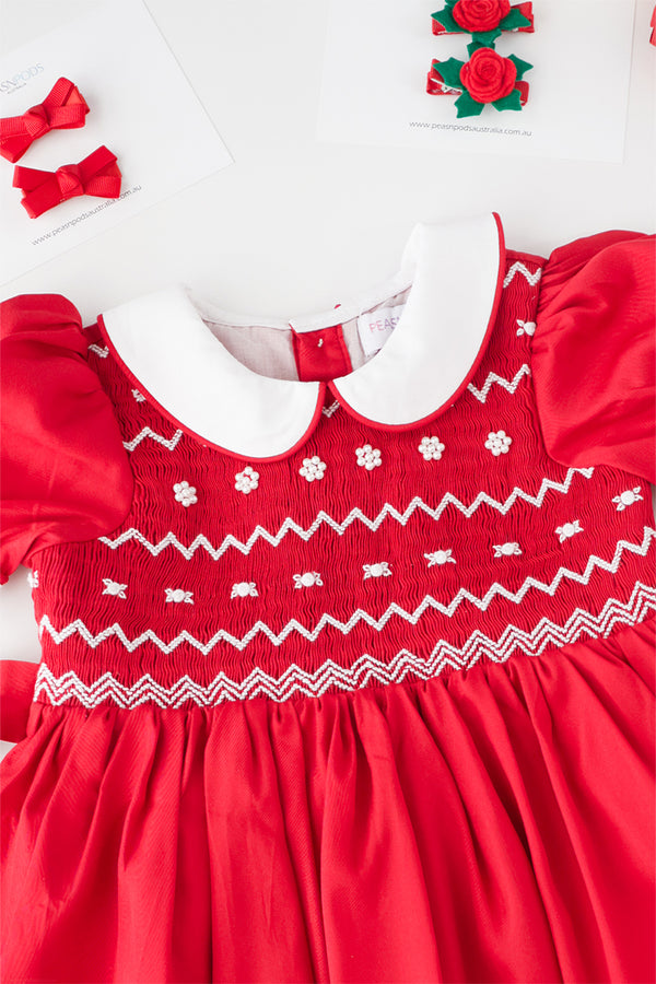Red Rose Handsmocked Dress ( Pre Order )
