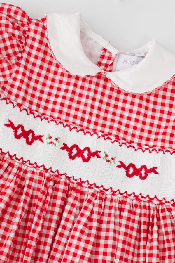 Gingham Bow Handsmocked Dress ( Pre Order )