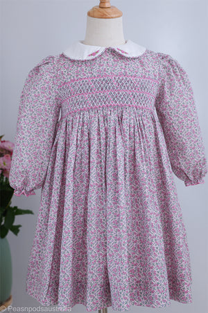 Lilac Floral Handsmocked Dress