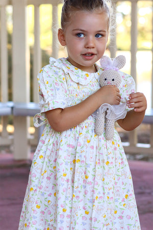 Bunny and Tulip Handsmocked Dress
