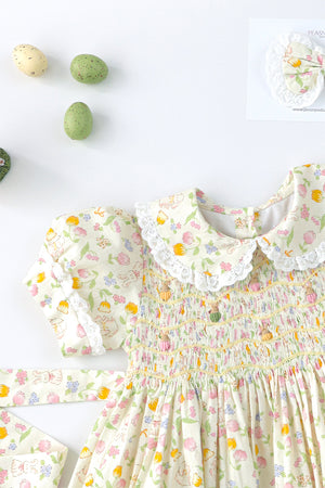 Bunny and Tulip Handsmocked Dress