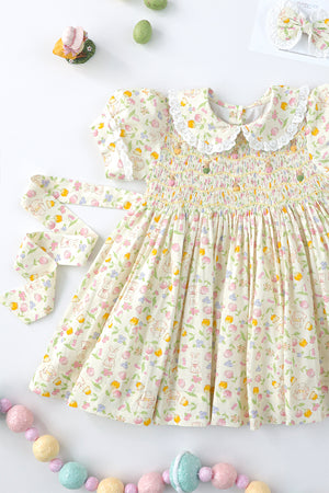 Bunny and Tulip Handsmocked Dress