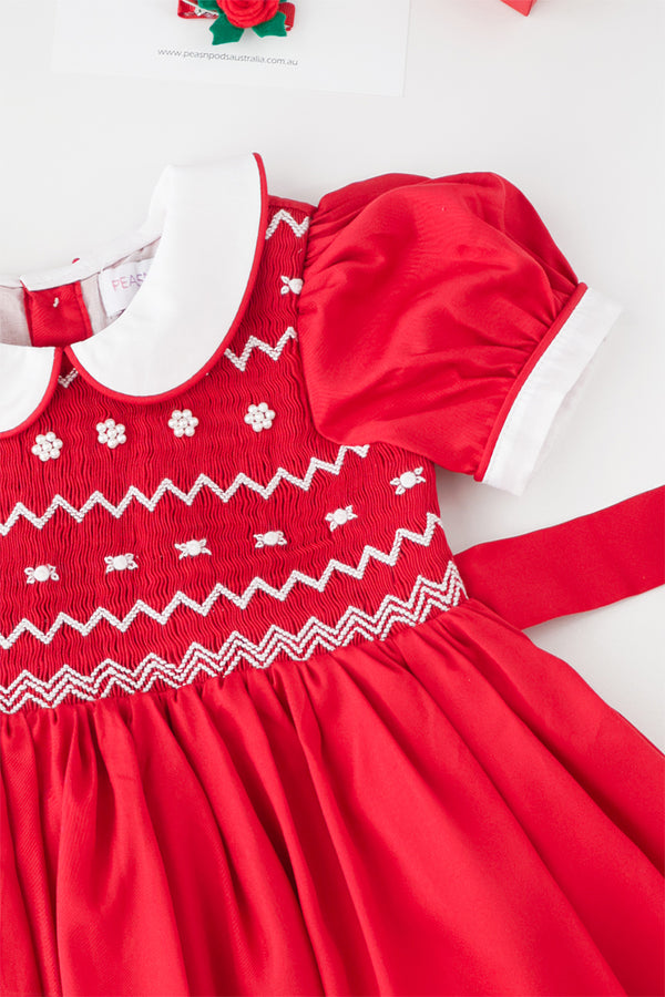 Red Rose Handsmocked Dress ( Pre Order )