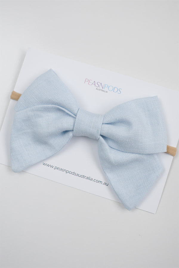 Blue Linen Big Bow