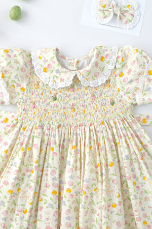 Bunny and Tulip Handsmocked Dress