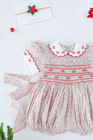 Merry Blossom Handsmocked Romper