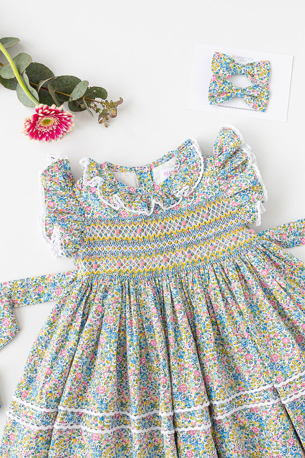 Floral Hand-Smocked  Dress