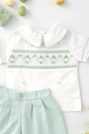 Green stripe Boys Short Set