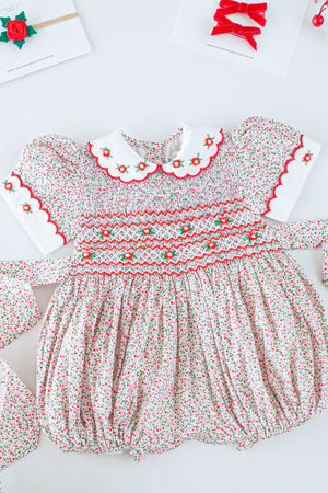 Merry Blossom Handsmocked Romper