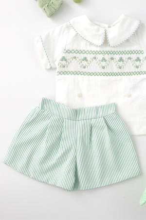 Green stripe Boys Short Set