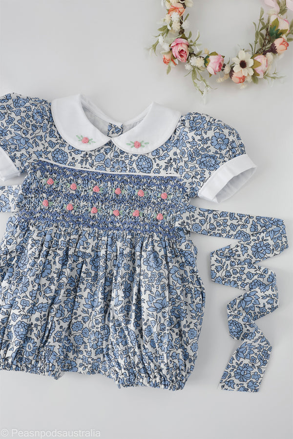 Rose Bud Hand-smocked Romper