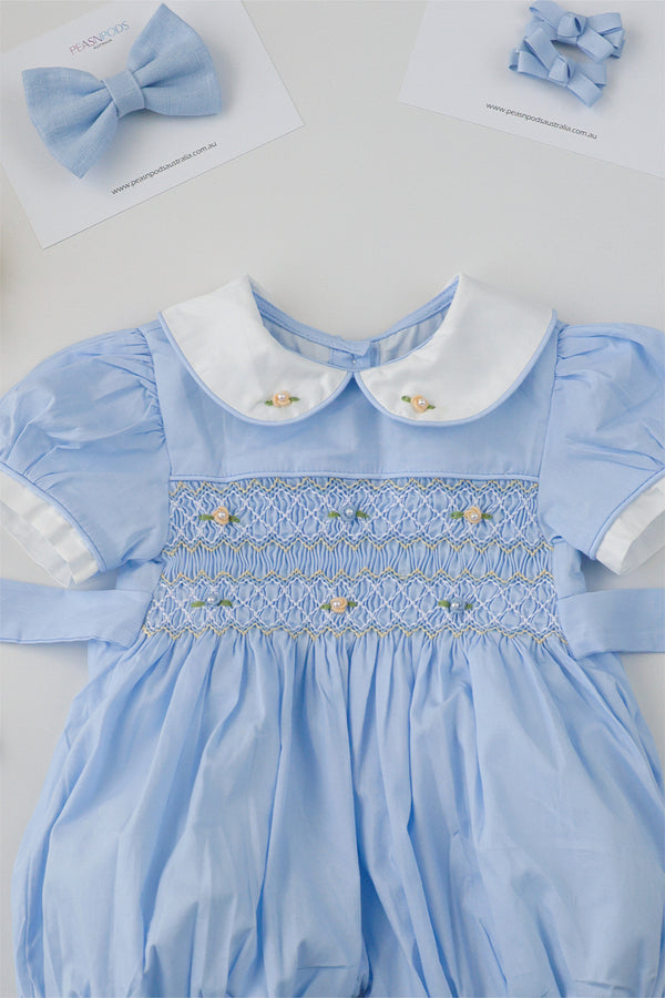 Blue Handsmocked Romper