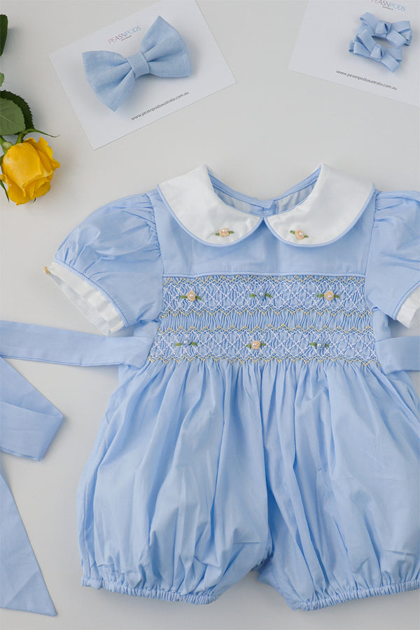 Blue Handsmocked Romper