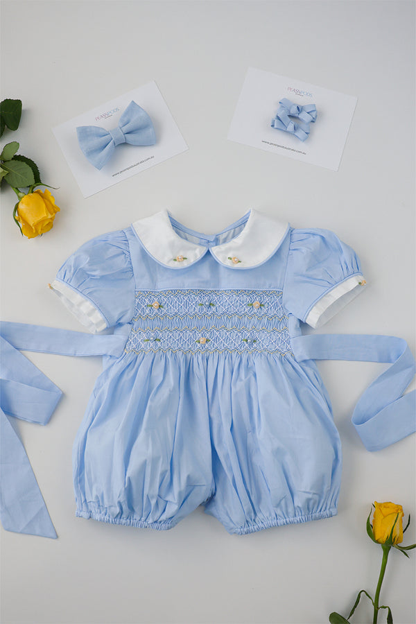 Blue Handsmocked Romper