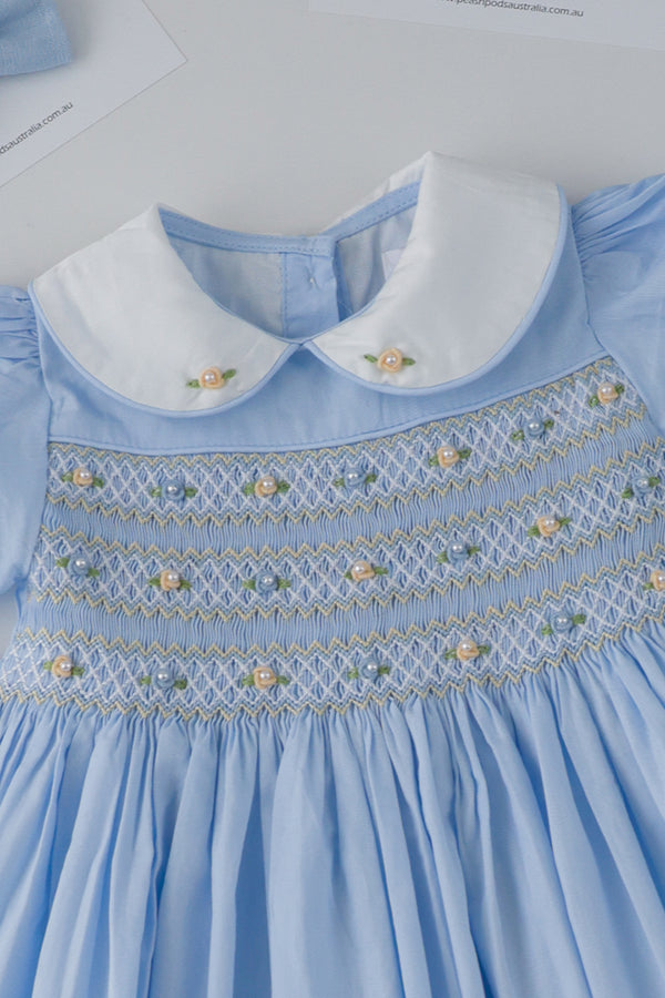 Blue Handsmocked Dress