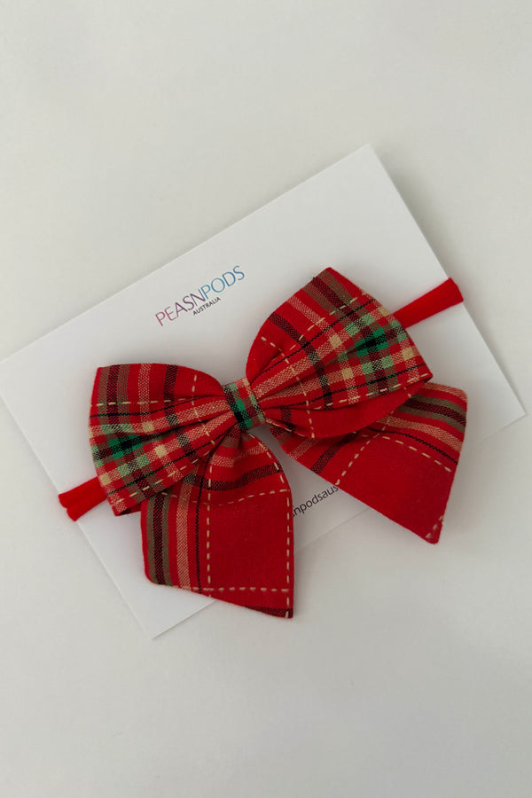 Red Tartan Baby Headband