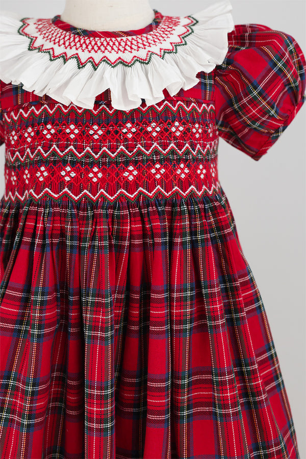 Festive Tartan Handsmocked Dress